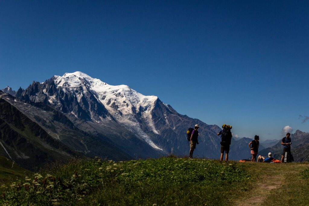 Tour du Mont Blanc -výhled na Mont Blanc